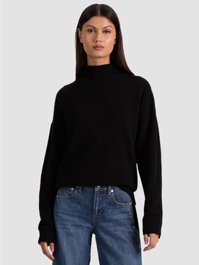 Alice + Olivia Black Mock Neck Women's Sweater